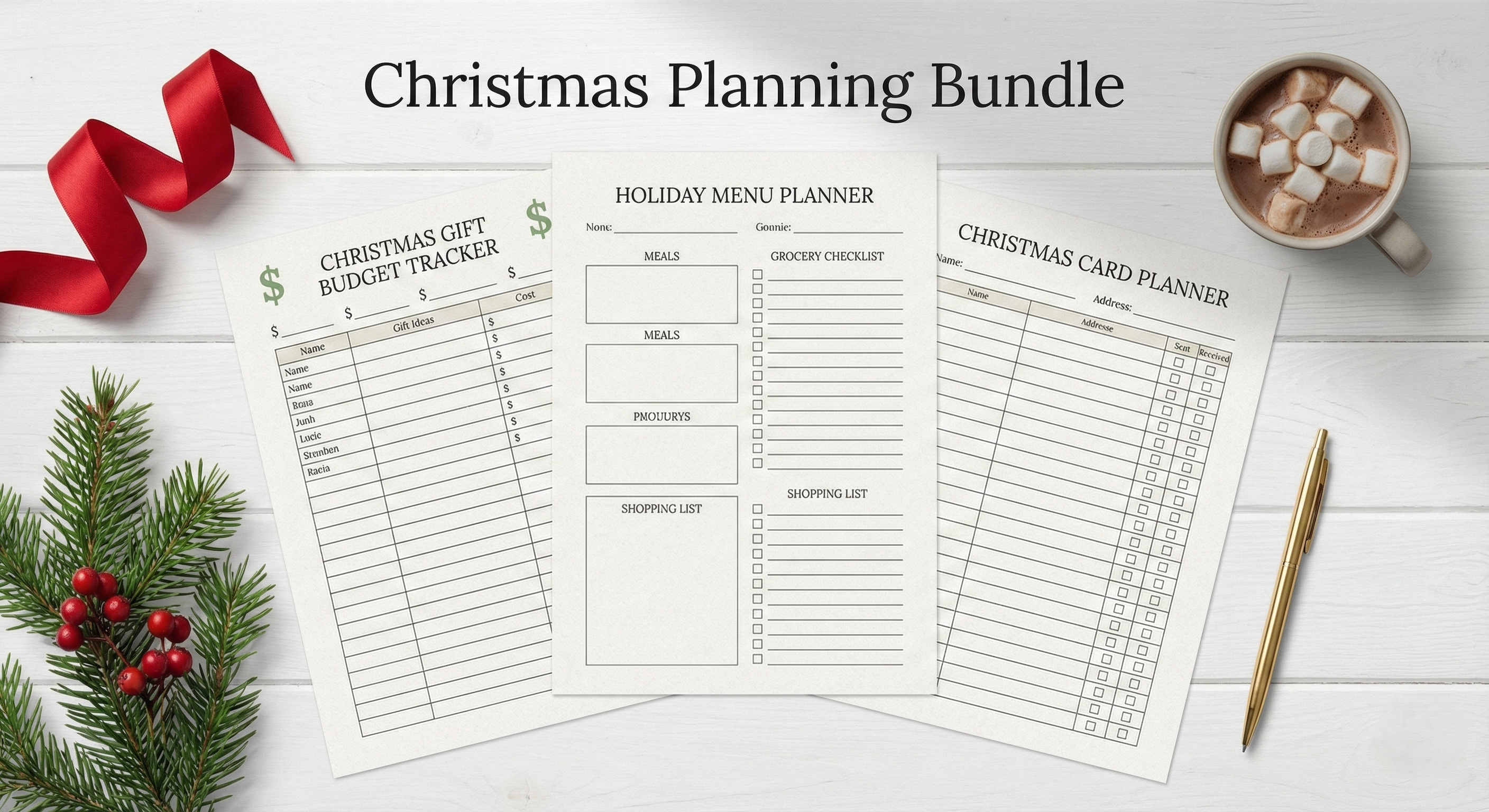 The Complete Christmas Survival Kit: Gift, Budget & Menu Planner Bundle (3-in-1 Printable PDF)