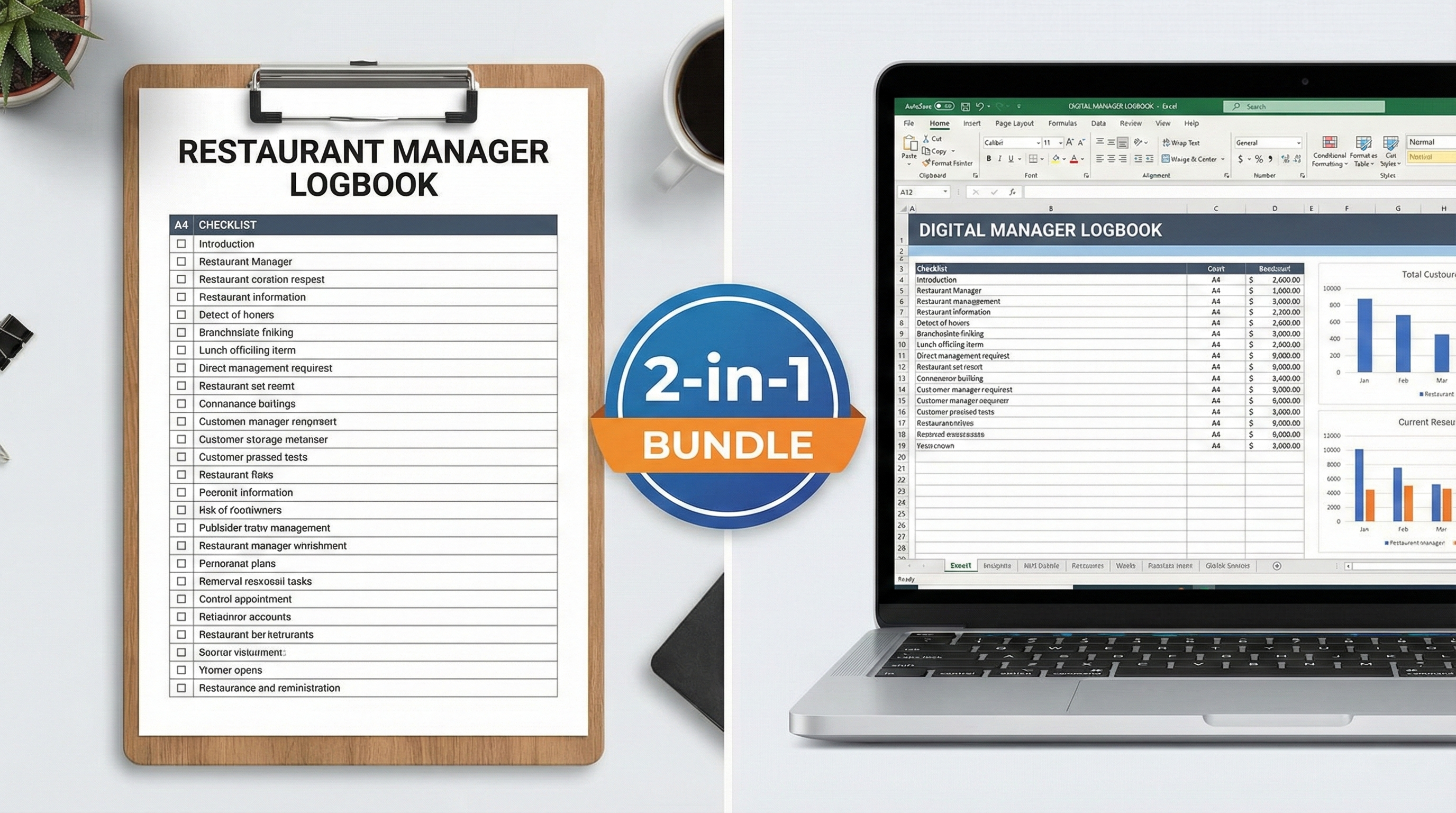 Ultimate Restaurant Manager Logbook System: Editable Excel + Printable PDF Bundle (FDA Compliant)