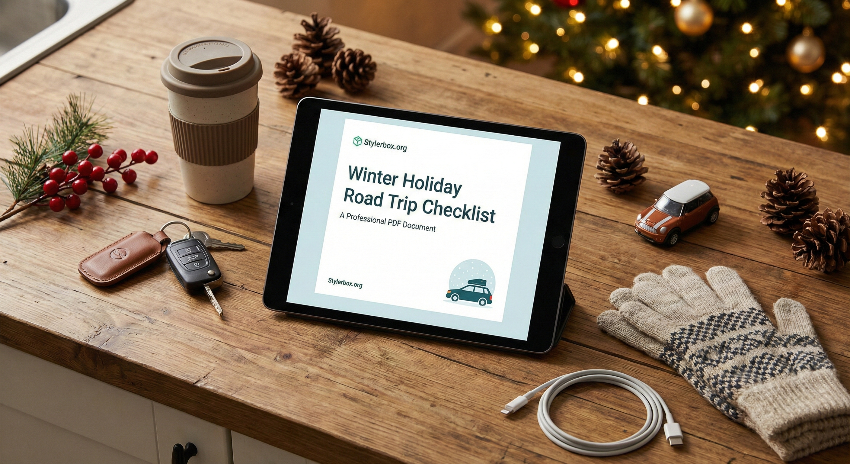 Winter Holiday Road Trip Checklist & Survival Guide (Printable PDF) printable digital download preview